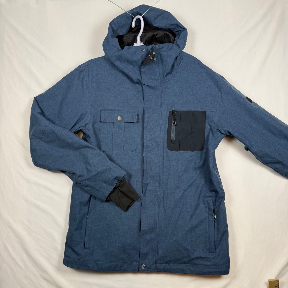 Quiksilver DryFlight 10K Snowboard Jacket Mens Medium Blue Waterproof Hooded